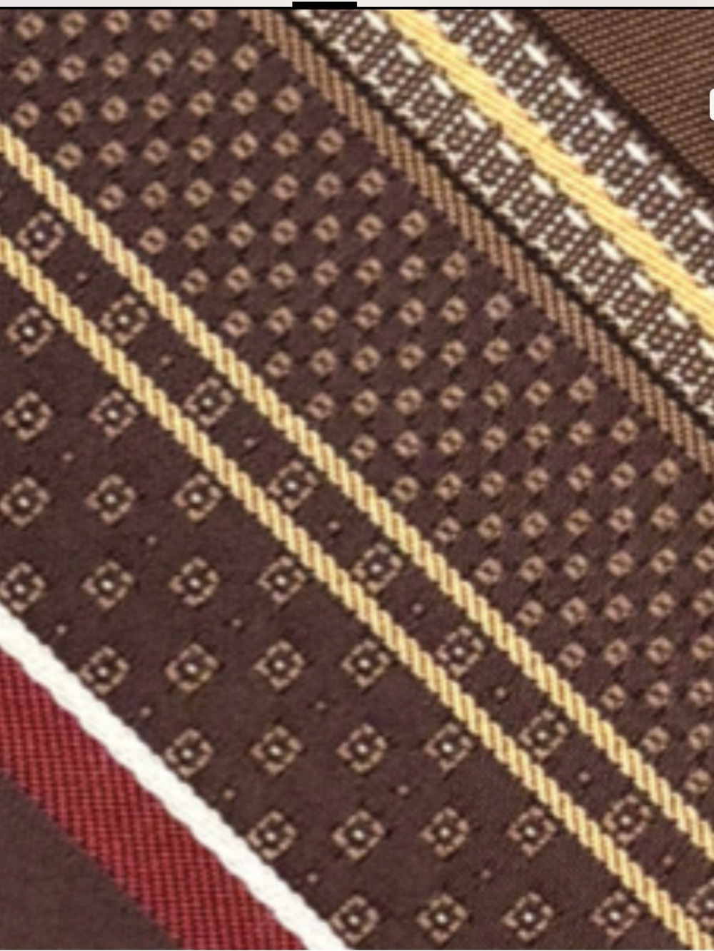 Vintage Men's Brown Striped Silk Tie - Unbranded - Picture 2 of 2